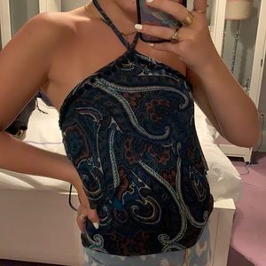 Intermix Paisley Halter Silk Top